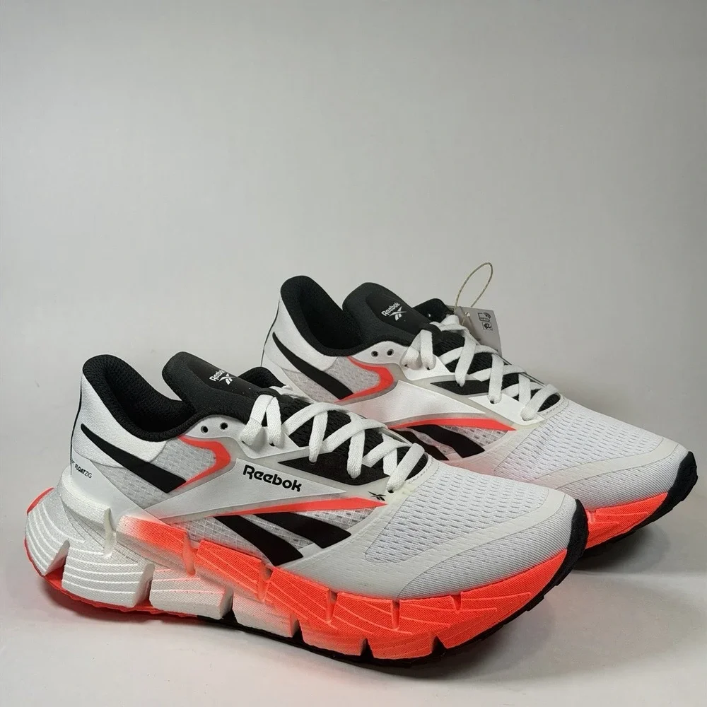 Reebok‎ Size-7 Mens Floatzig 1 Running Shoes White Black Orange Flare
